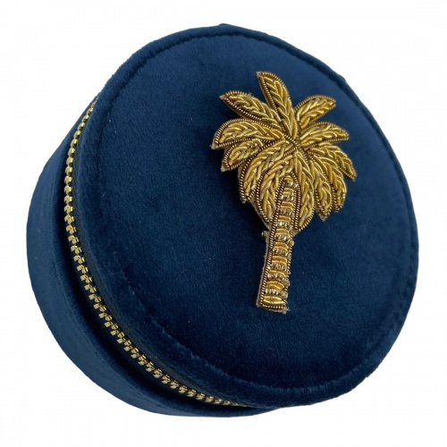 Blue Jewellery Travel Pot with Palm Tree by Sixton London